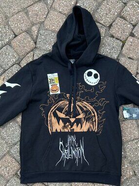 Nightmare Before Christmas  Jack Skellington Flame Hoodie  Pumpkin King Sz L NWT